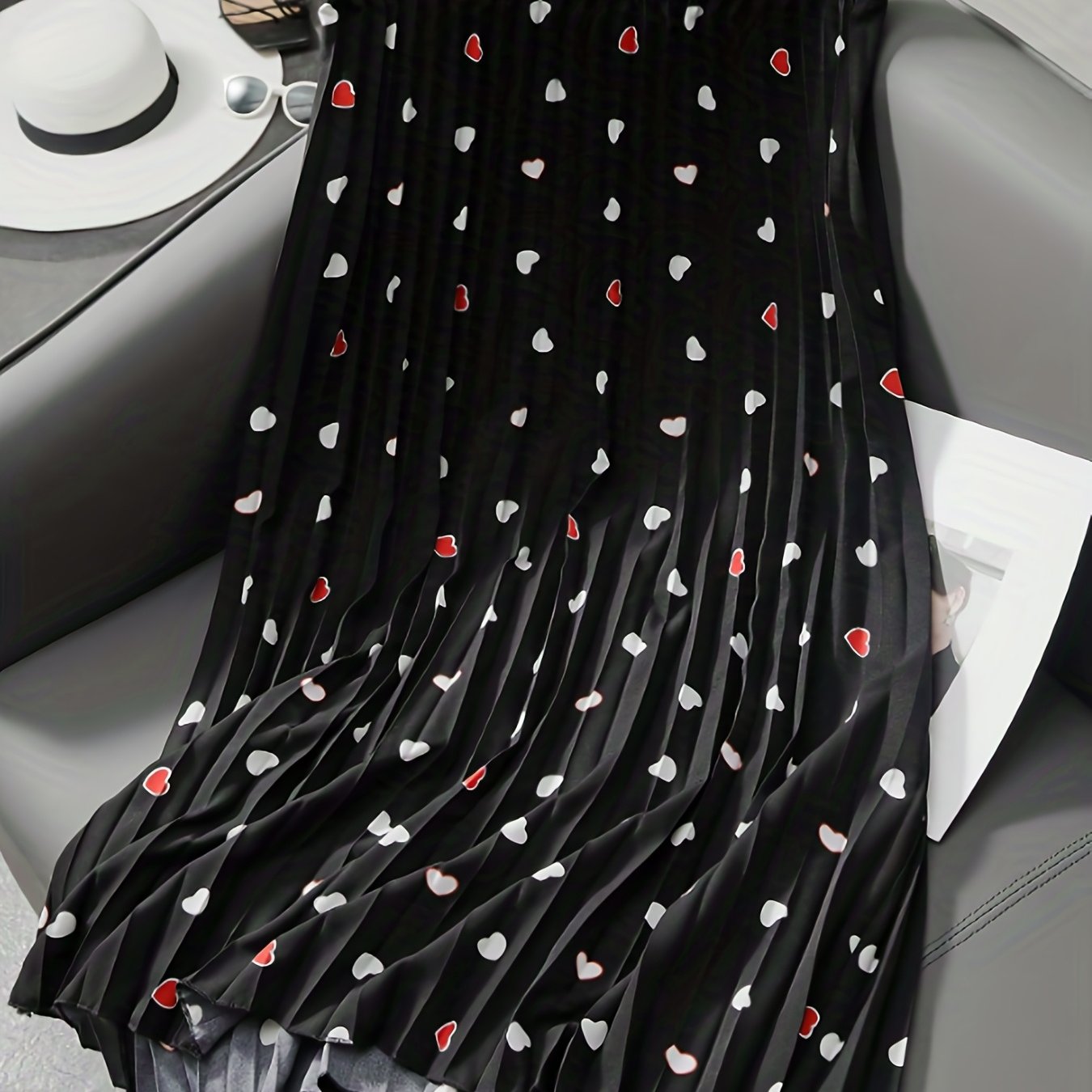 Heart Print Stretch Skirt