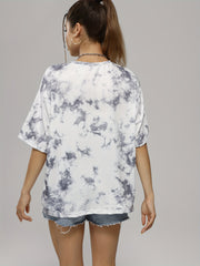 Tie Dye Crew Neck Casual T Shirt Loose Short Sleeve Top Women's A