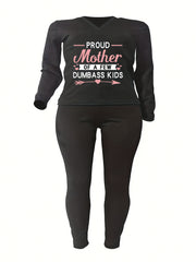 Slogan Print Top & Leggings Set