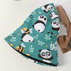 Cartoon Pattern Bucket Hat Reversible Printed Cotton Basin Hat