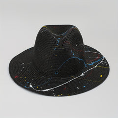Colorful Graffiti Jazz Hat Large Brim Hip Hop Style Top Hat