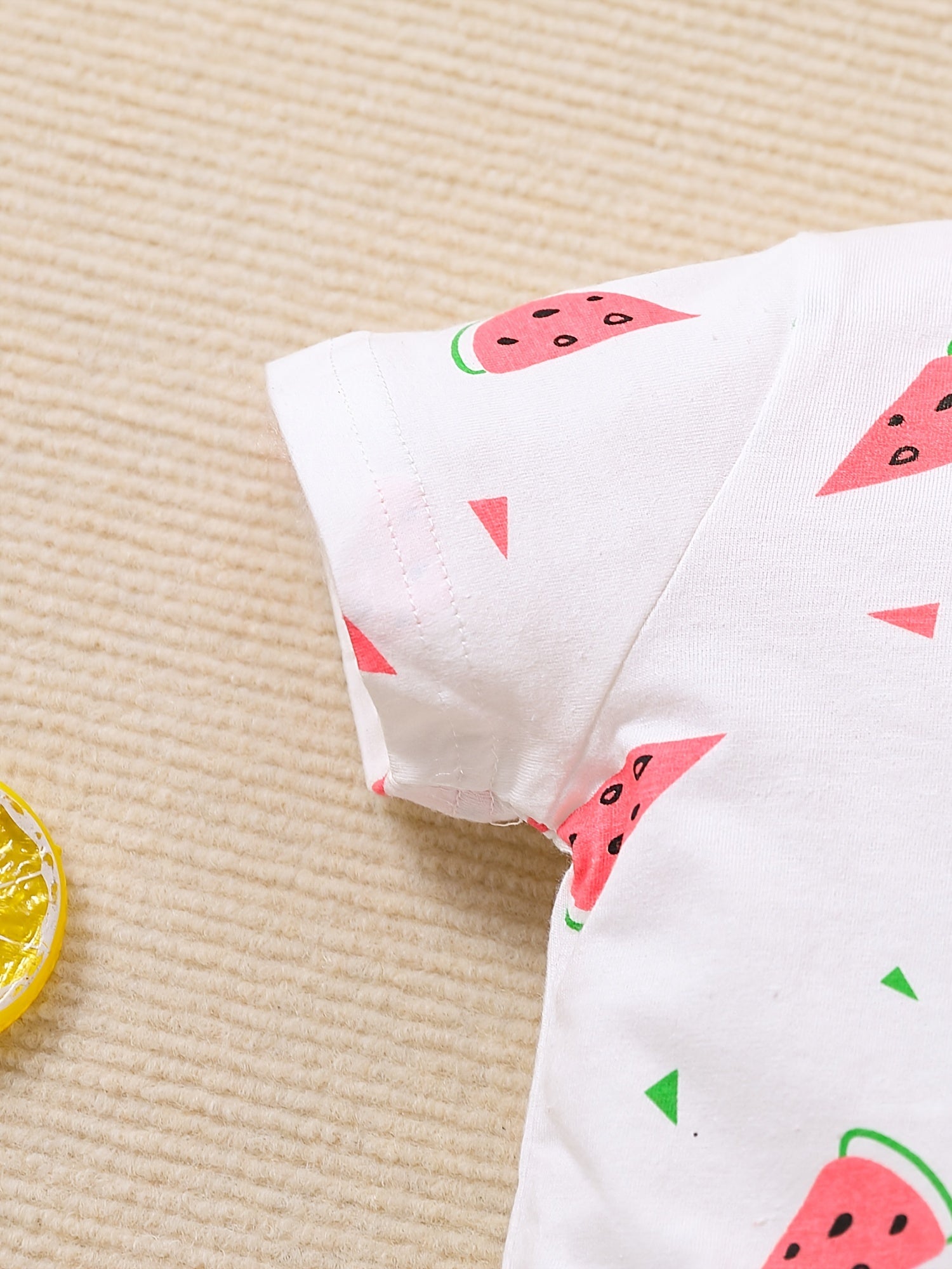 2pcs Baby Girls Watermelon Print Tee & Shorts Set Toddler Clothes