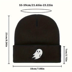 Halloween Ghost Embroidery Winter Knitted Hat Warm Beanies