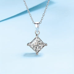 1CT Princess Cut Moissanite Necklace 925 Sterling Silver - Engagement Gift