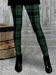 Plaid Print High Rise Leggings