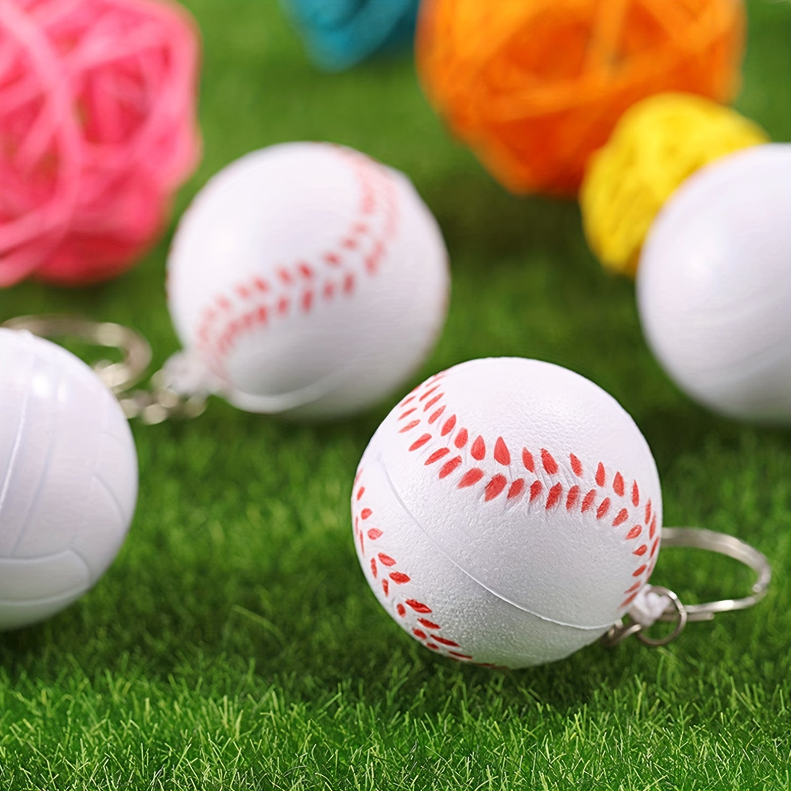 4pcs Baseball Key Chain Squeeze Toy Vent Stress Ball