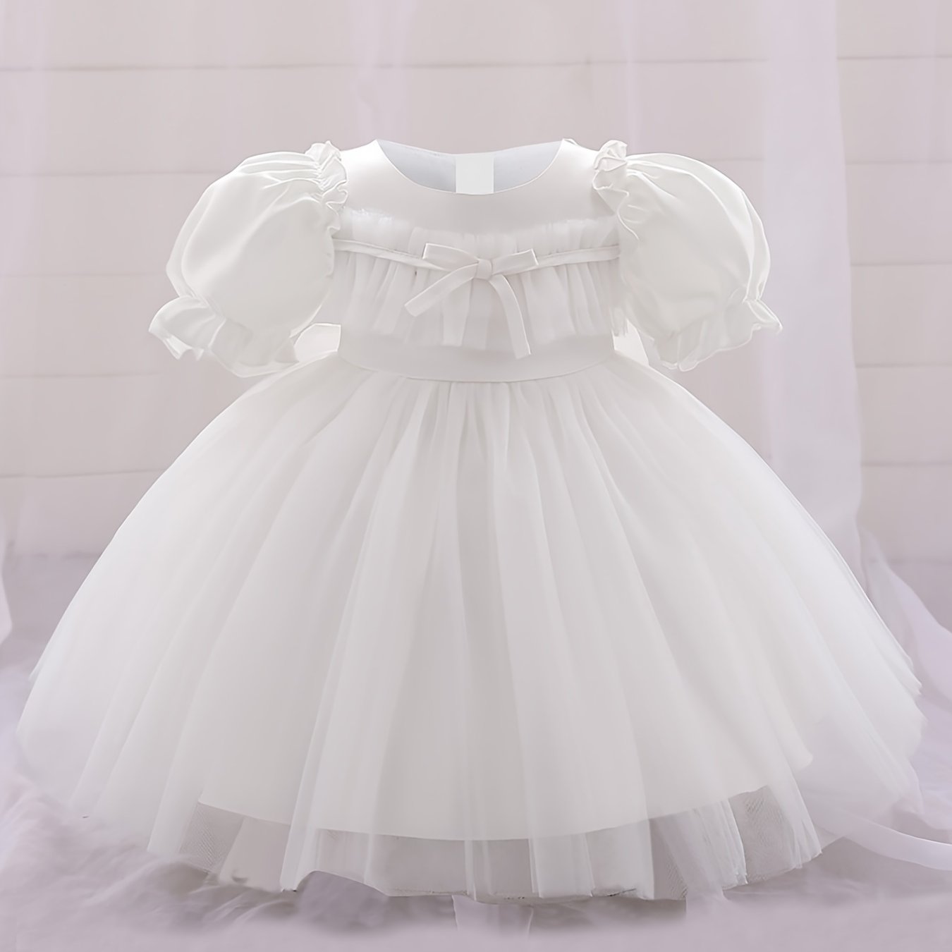 Mesh Puffy Gown Dress for Christening Wedding Flower Girl Princess