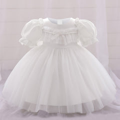 Mesh Puffy Gown Dress for Christening Wedding Flower Girl Princess