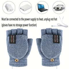 Rechargeable Heated Half Finger Gloves USB Charging Winter Hand Warmer
