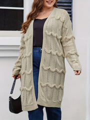 Solid Pointelle Long Sleeve Cardigan