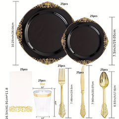 175pcs Disposable Dinnerware Sets for Halloween Party Decor