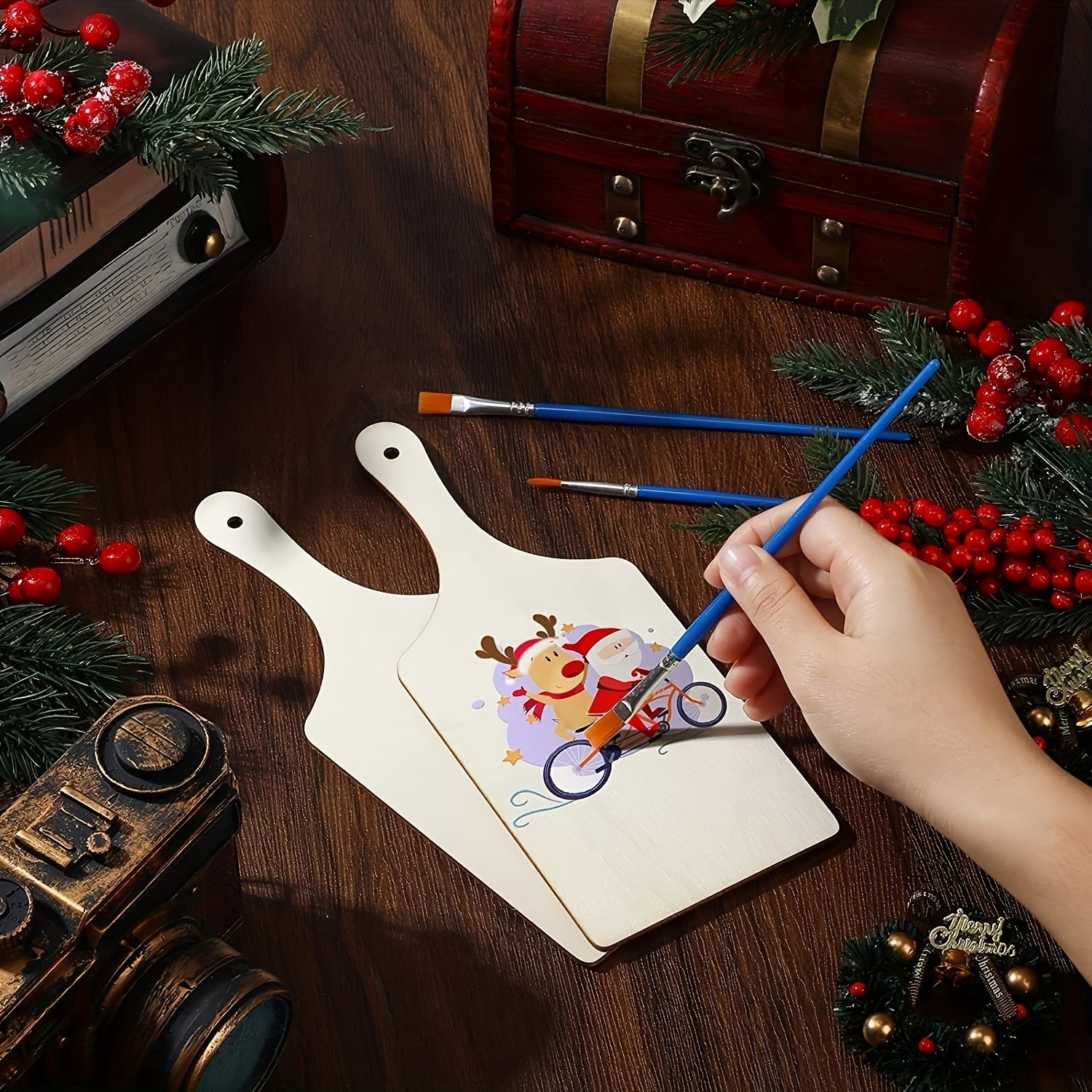 3pcs Mini Wooden Paddle Cutting Board DIY Home Kitchen Crafts Painting Toys