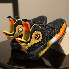 Boy's Basketball Shoes With Rotating Buckle Non Slip Sneakers