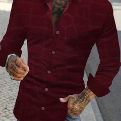 Geometric Long Sleeve Shirt for Men