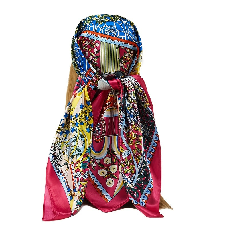 Large Square Silk Head Scarf for Women Lightweight Hair Wrap