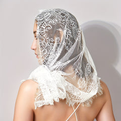 Bridal Lace Veil Scarf Vintage Long Headscarf for Women Wedding Veil
