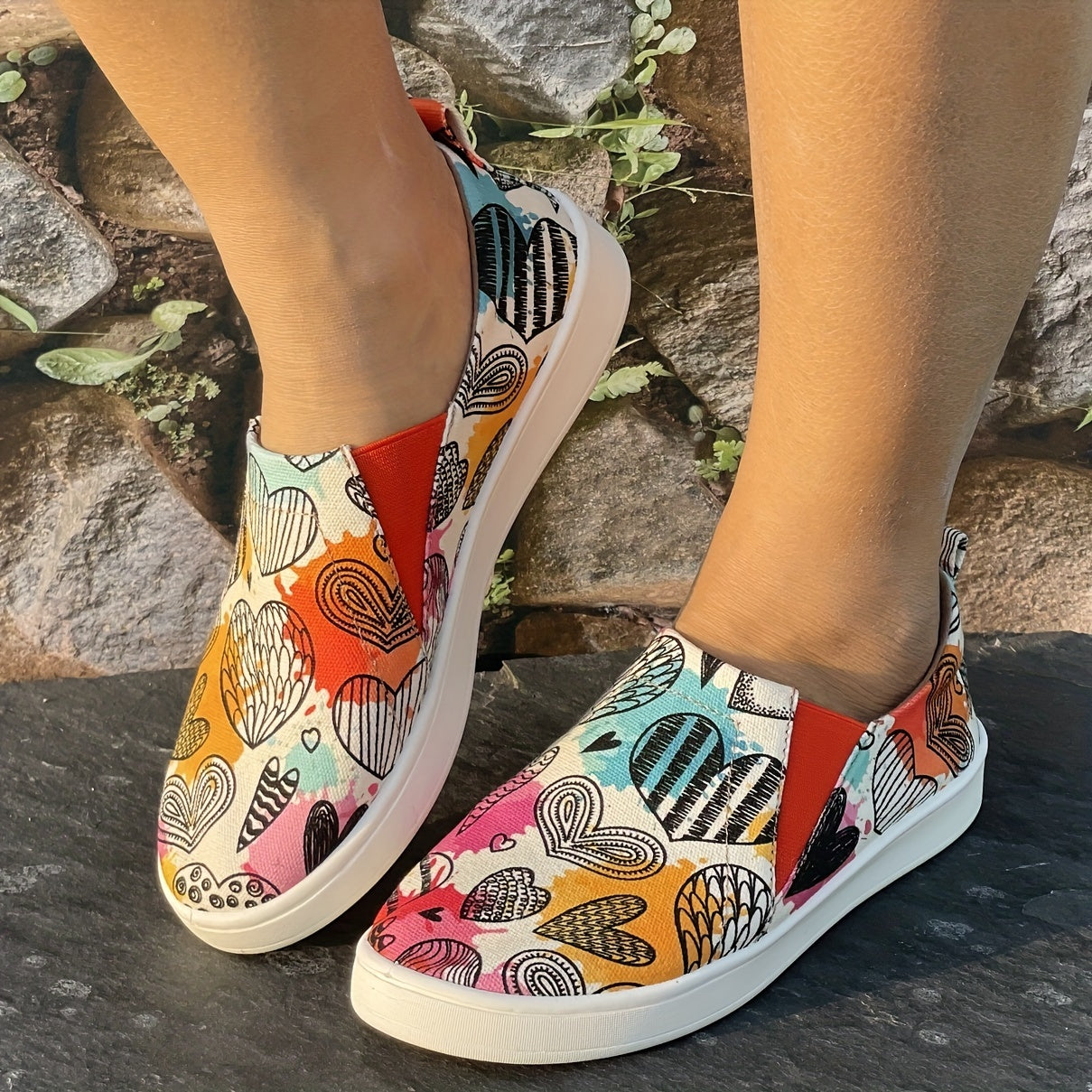 Women's Slip On Love Skate Shoes Lightweight Walking Shoes