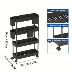 4 Layer Kitchen Storage Rack Large Capacity Portable Seasoning Vegetable Storage