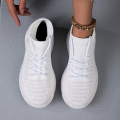 Women's Solid Thick Bottom Sock Sneakers Soft Breathable Sport Shoes