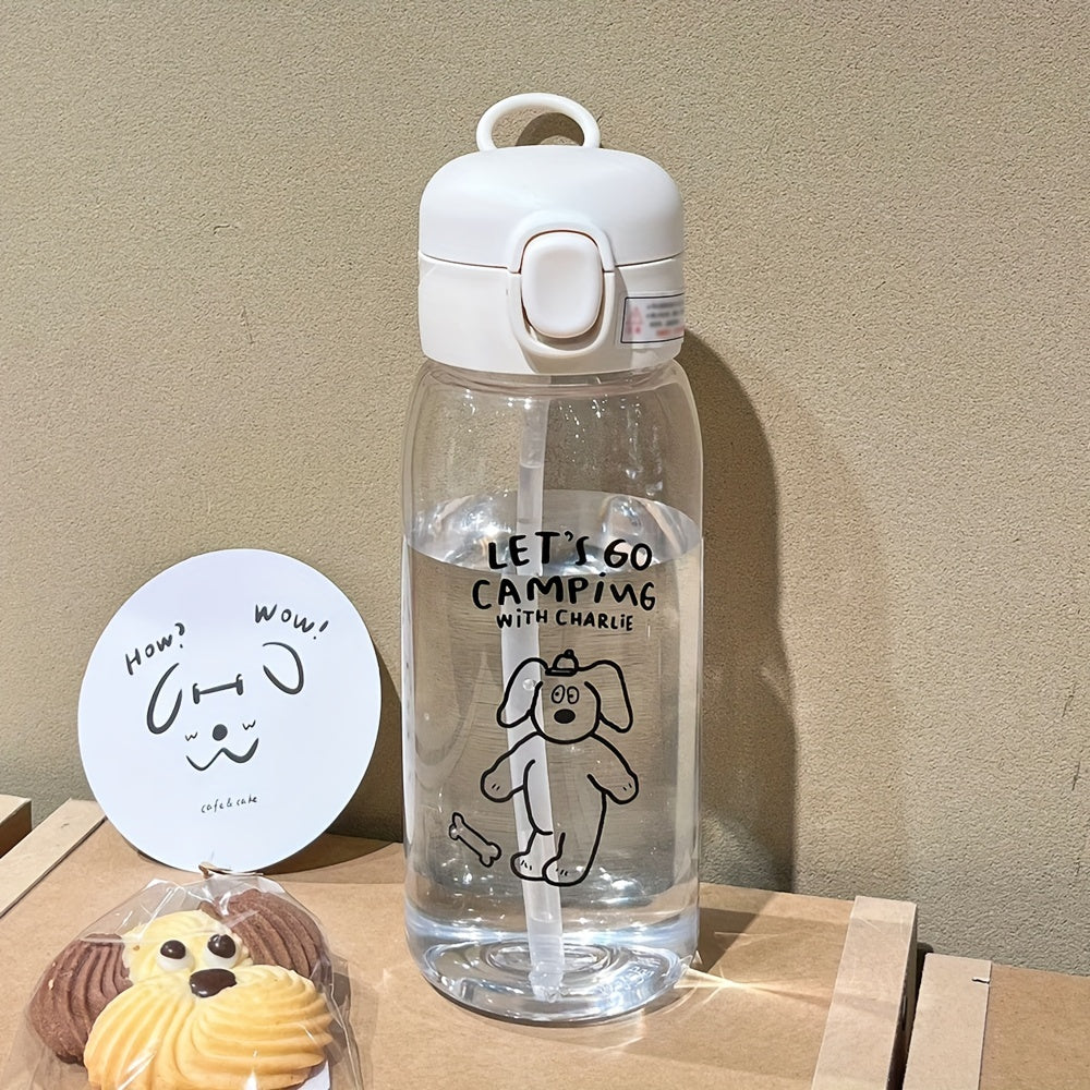 20oz 600ml Transparent Plastic Straw Water Cup with Lifting Ring