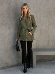 Double Breasted Lapel Belted Blazer Long Sleeve Blazer Women's Clothing