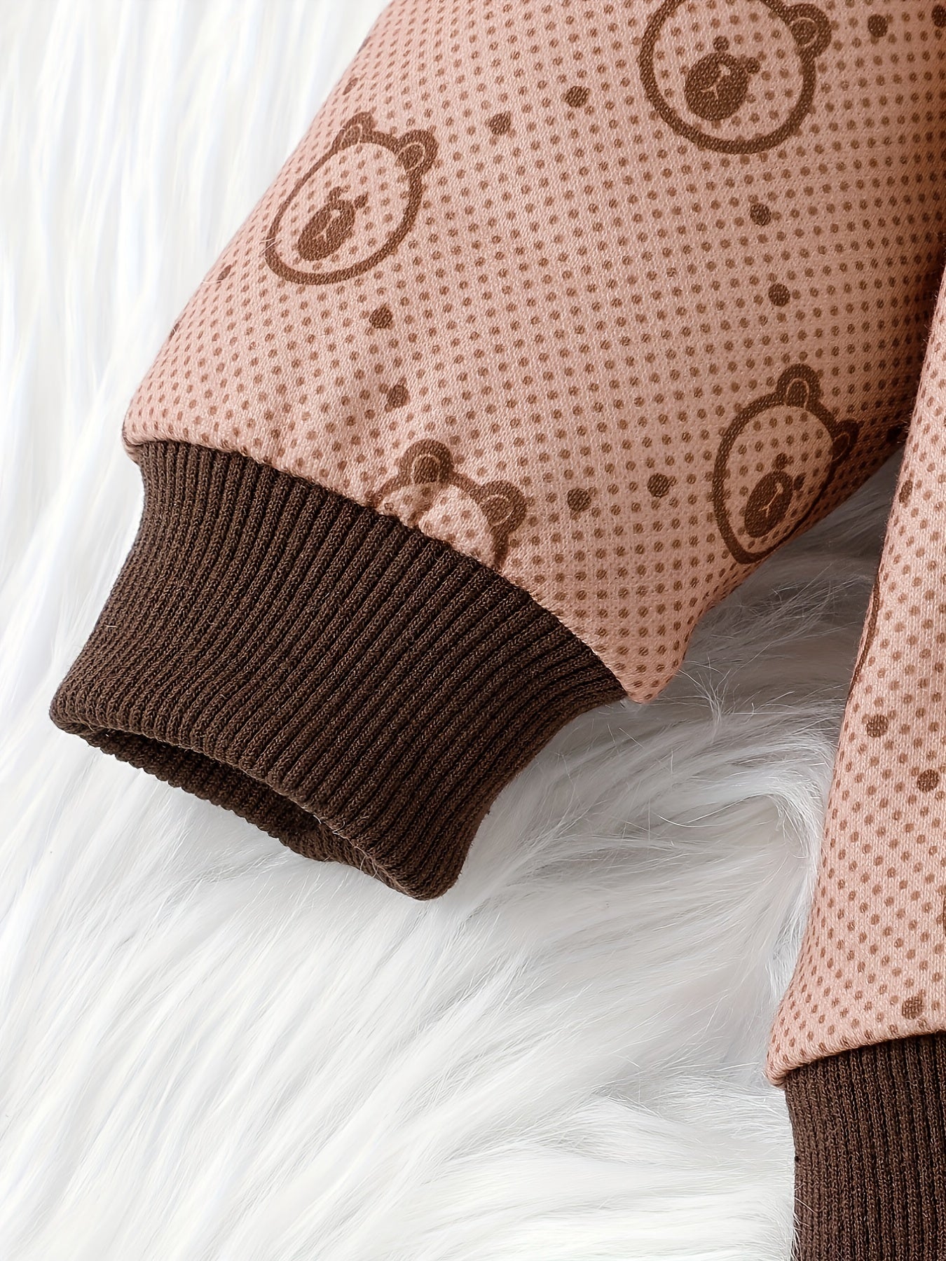Baby Bear Print Sweatshirt Top & Athletic Trousers Set