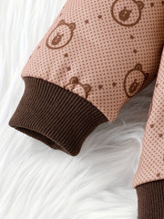 Baby Bear Print Sweatshirt Top & Athletic Trousers Set
