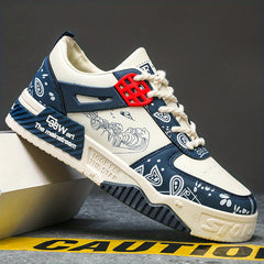 Men's Graphic Skate Shoes Good Traction Breathable Lace-Up Sneakers