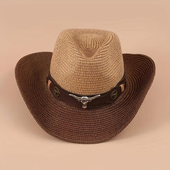 Vintage Jazz Straw Hat Big Brim Sun Beach Cowboy Hat