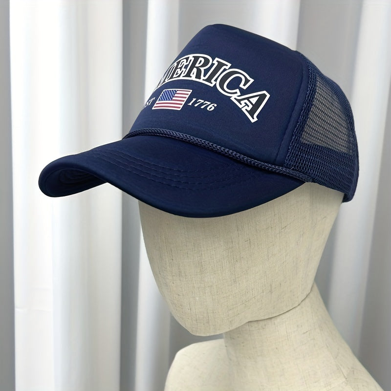 Print Trucker Hat Navy Patriotic Cap For Women & Men
