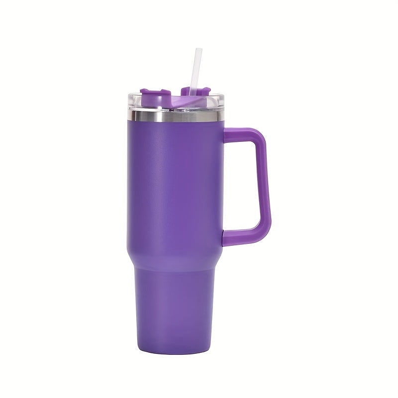 1200ml Insulated Stainless Steel Cup with Handle & Straw