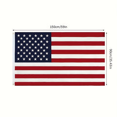 American Flag With Embroidered Stars And Brass Grommets