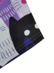Cat Print Stretch Leggings Slim Fit