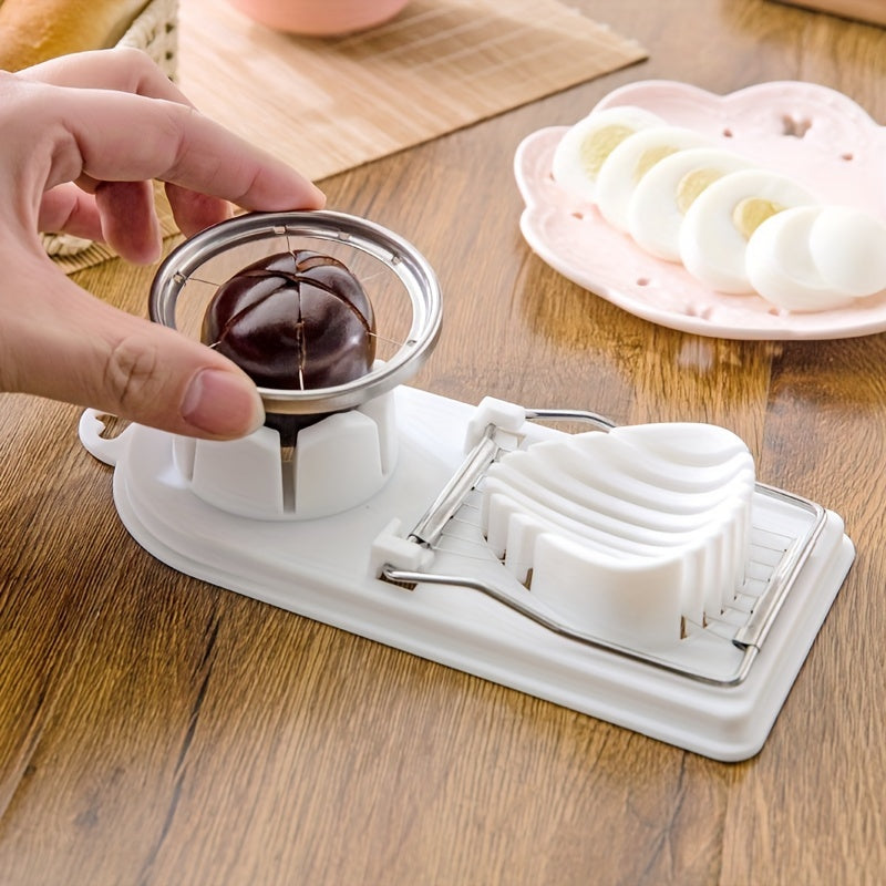 Small 2 in 1 Egg Cutter Stainless Steel Kitchen Accessory