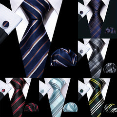 Men's Silk Striped Necktie Set Wedding