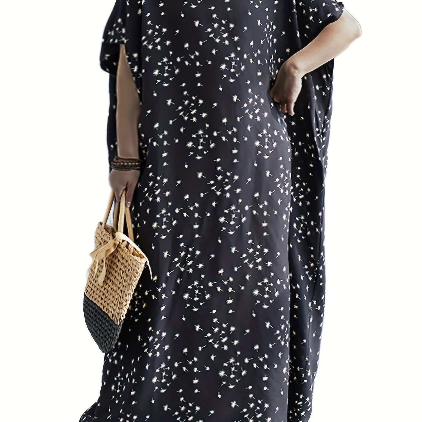 Floral Print V Neck Tank Dress Plus Size