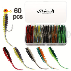 Dovesun 60pcs Soft Fishing Lures Set with Tackle Box