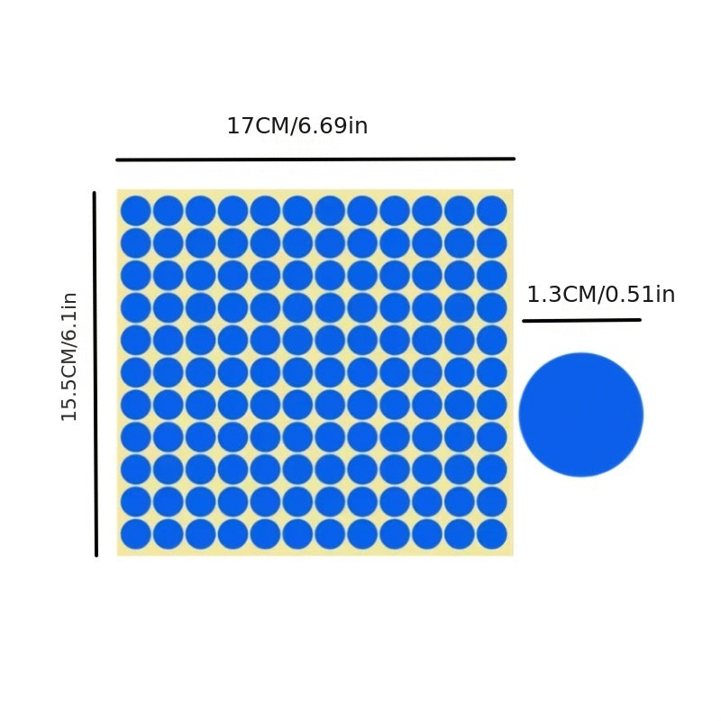 15pcs 1.27cm Round Neon Coding Dot Label 7 Colors Wheel Sticker