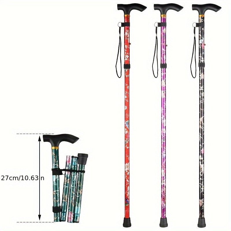 Folding Telescopic Aluminum Climbing Stick Five Section Outdoor Hiking Cane