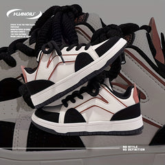HUANQIU Women's Low Platform Sporty Skate Shoes Breathable Lace-up Sneakers