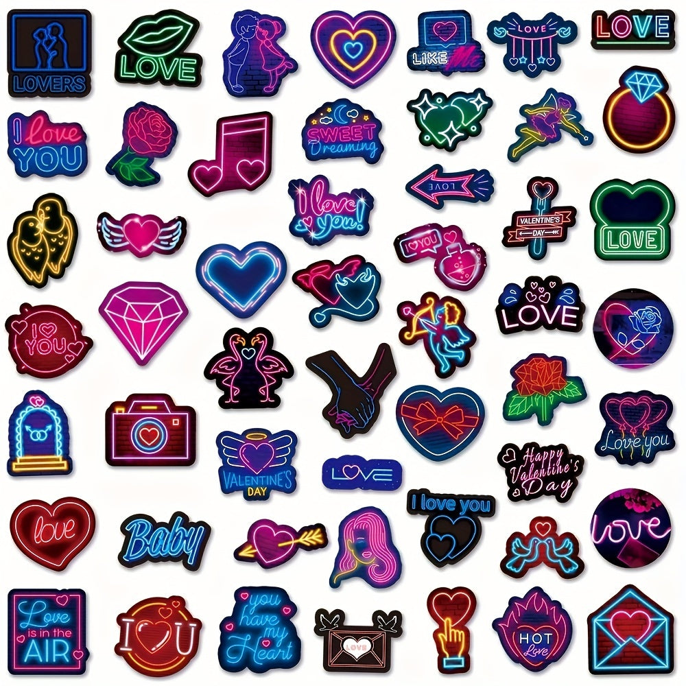 50Pcs Neon Lover Graffiti Stickers Waterproof DIY Toy