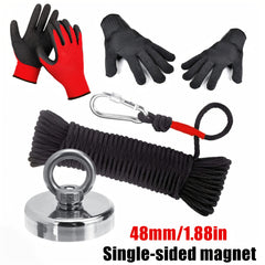 4pcs Fishing Magnet Kit - Outdoor Salvage Set With 65ft Rope, Gloves & Carabiner
