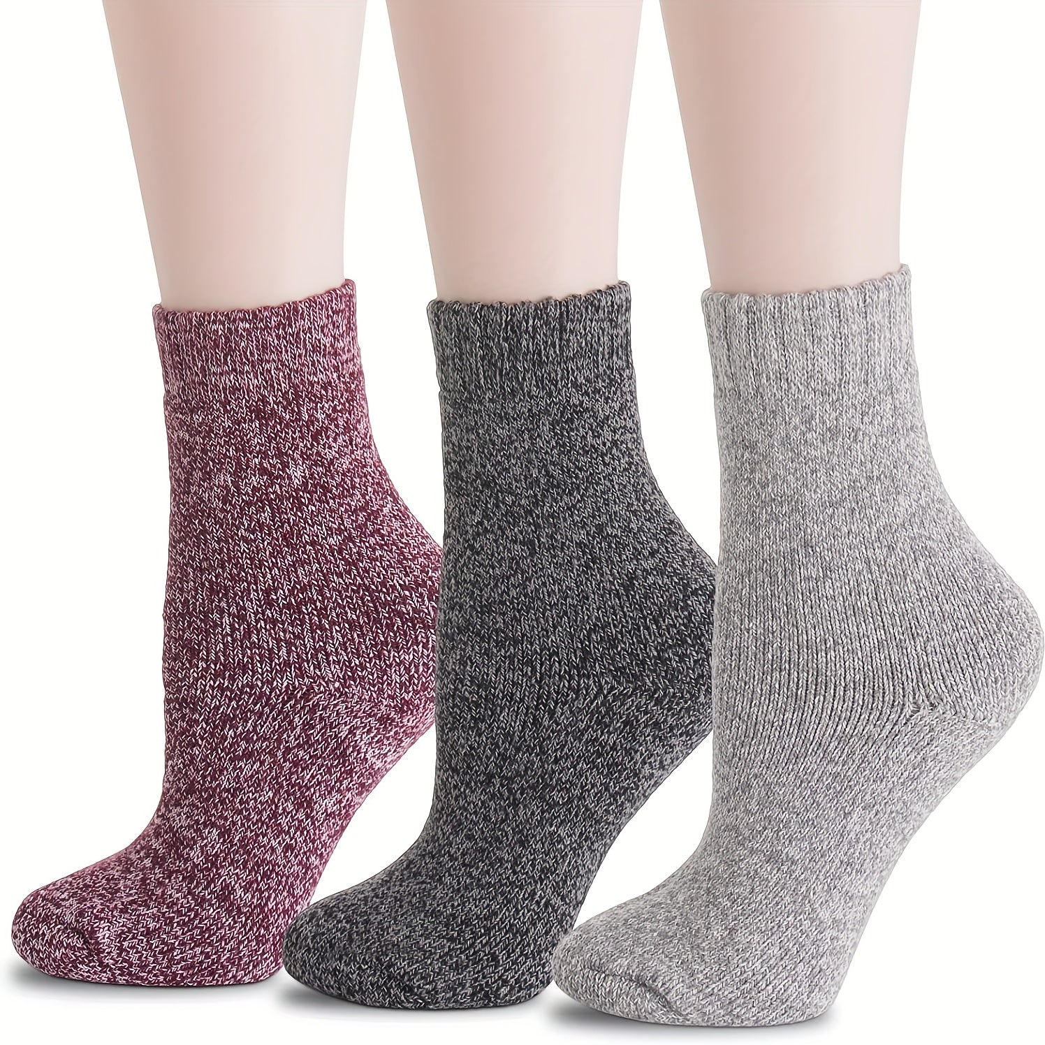 3 Pairs Thickened Crew Socks Warm Women's Stockings & Hosiery