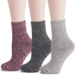 3 Pairs Thickened Crew Socks Warm Women's Stockings & Hosiery