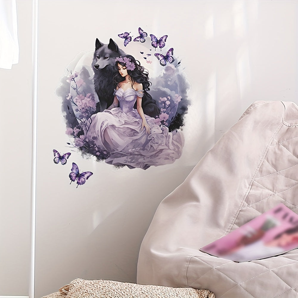Princess Wolf Wall Decor Butterfly Removable Fairy Sticker