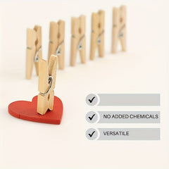 50pcs Mini Clothing Clips Natural Wooden Clips Holiday Party Supplies
