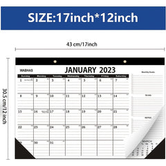 TOOUEE 18 Months 17 X 12 Large Desk Wall Calendar With To do List