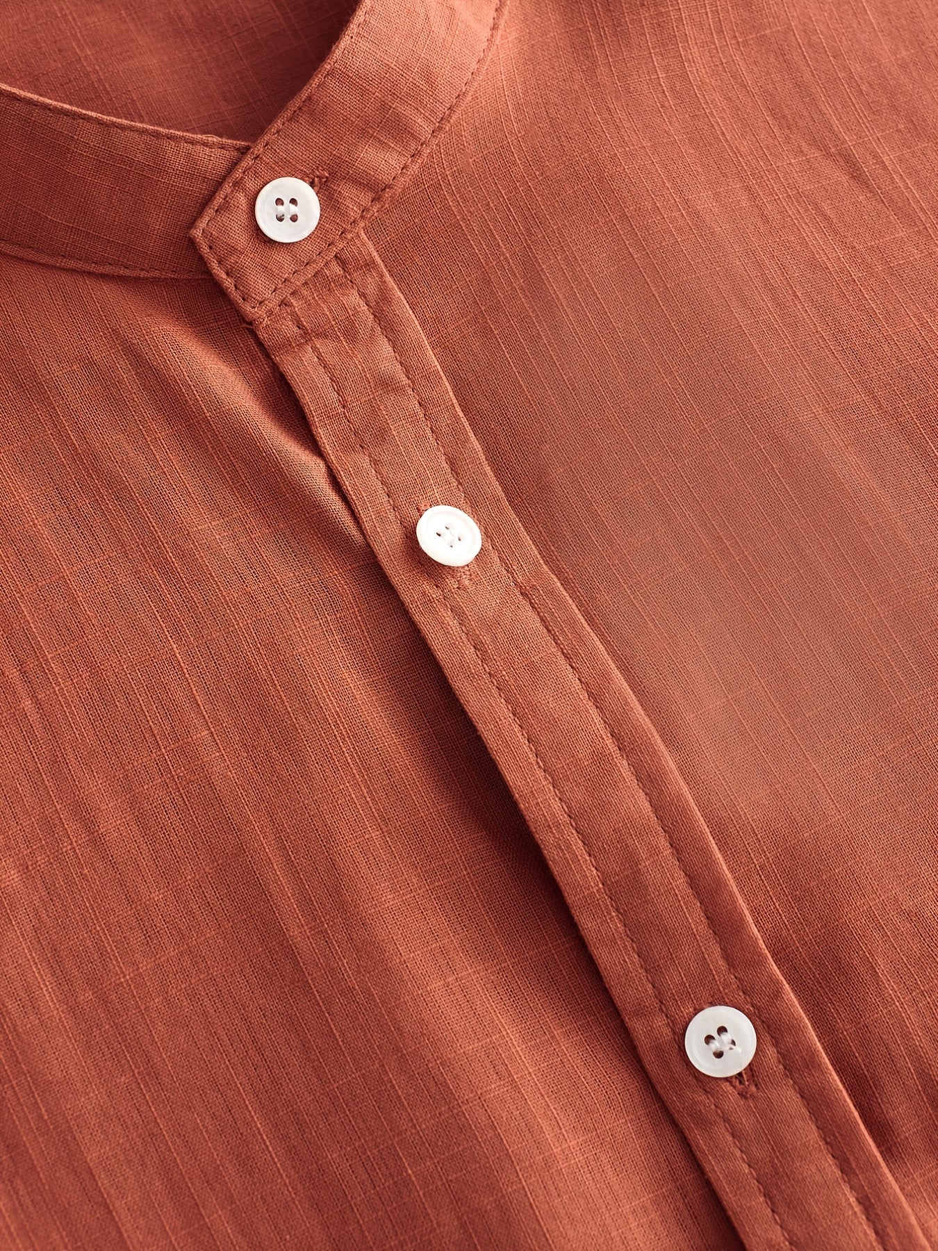 Men's Casual Short Sleeve Stand Collar Cotton Shirt