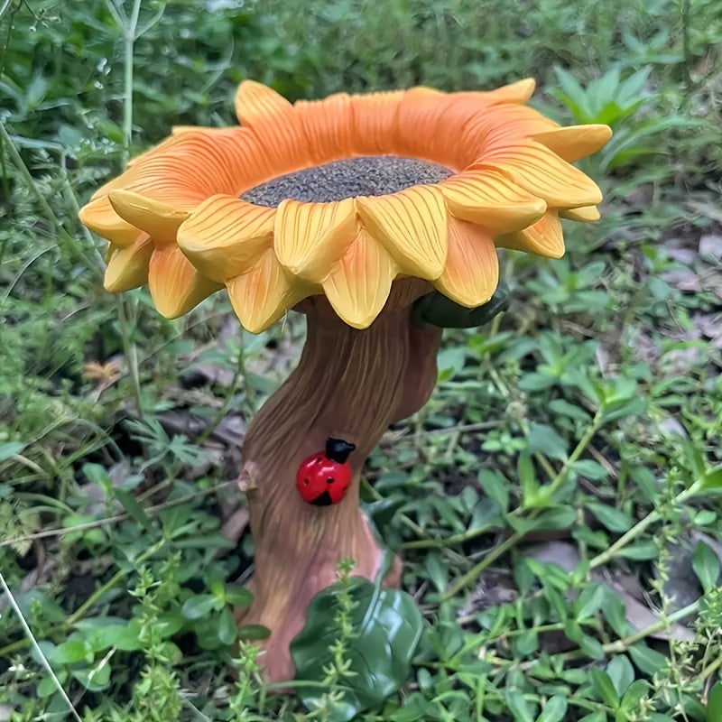 Sunflower Bird Feeder Resin Bird Food Holder Cartoon Plant Ornament