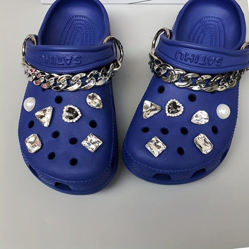 Rhinestone & Chain Shoe Charms for DIY Clogs - Shoe Accessories